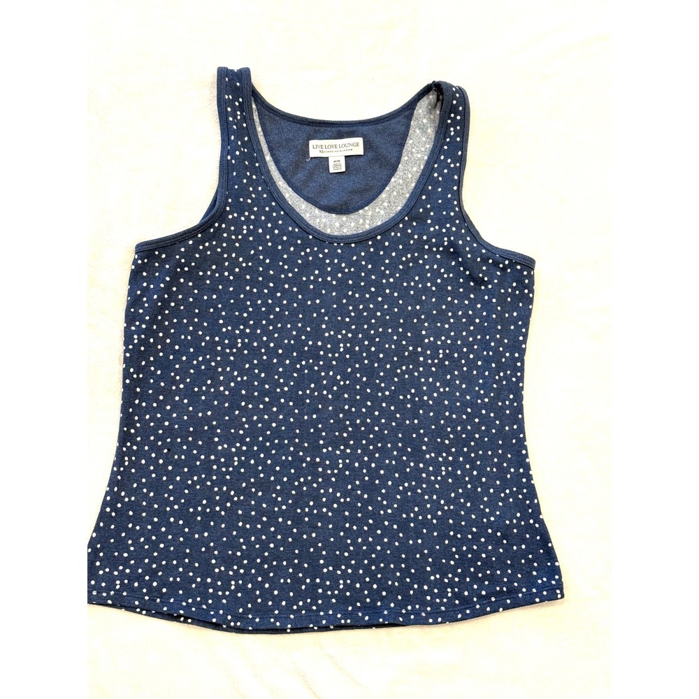 Live Love Lounge Karen Neuburger Navy‎ Blue Polka Dot Tank Top M 1609489